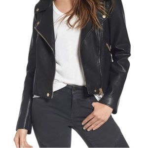 BlankNYC faux leather Moto jacket, gold hardware